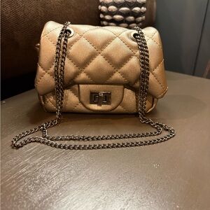 Chloe K. Mini Elegant Gold Quilted Chain Bag